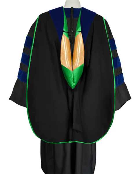 Deluxe Doctoral Graduation Hood with Gold Piping or NO piping