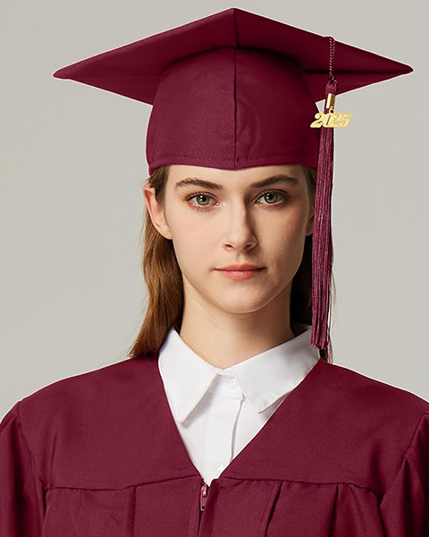 MyGradDay Unisex Adult Matte Graduation Cap with 2024 2025 Tassel Year Charm for High School & Bachelor