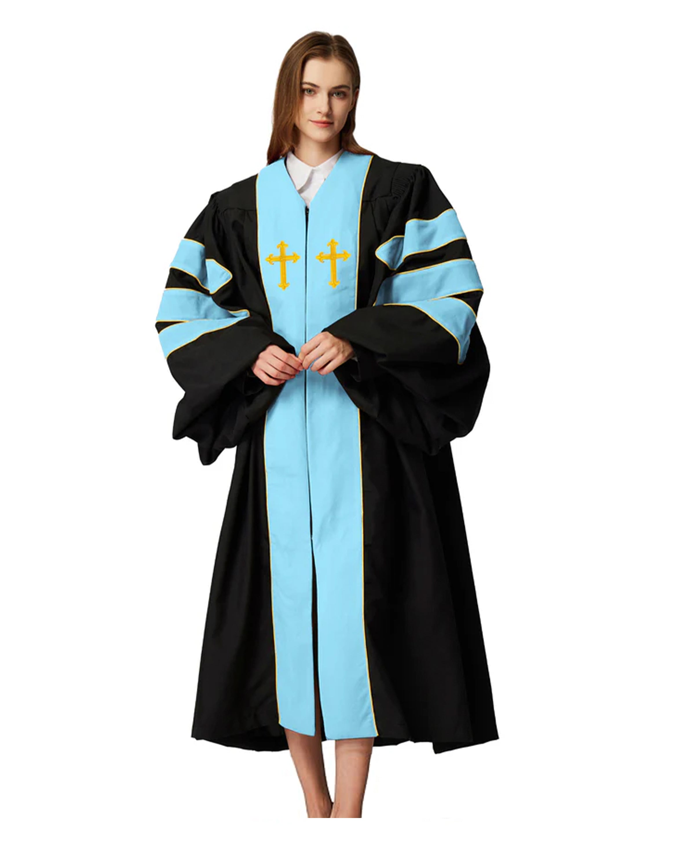 Customized Unisex Deluxe Doctor of Divinity Clergy Robes | Doctorate pulpit robes with Gold Piping