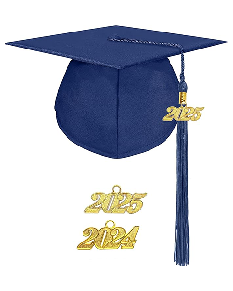 MyGradDay Unisex Adult Matte Graduation Cap with 2024 2025 Tassel Year Charm for High School & Bachelor