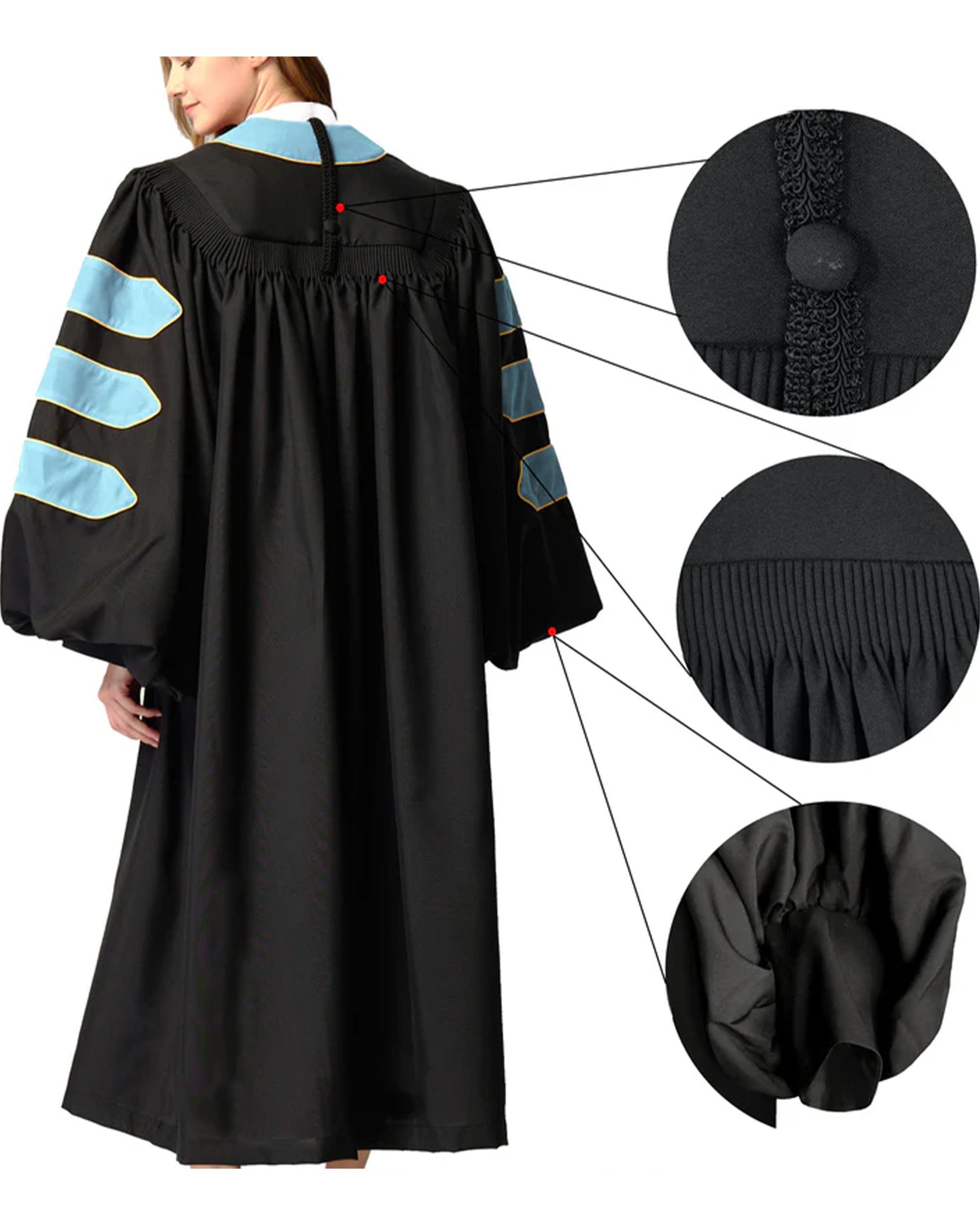 Customized Unisex Deluxe Doctor of Divinity Clergy Robes | Doctorate pulpit robes with Gold Piping MyGradDay