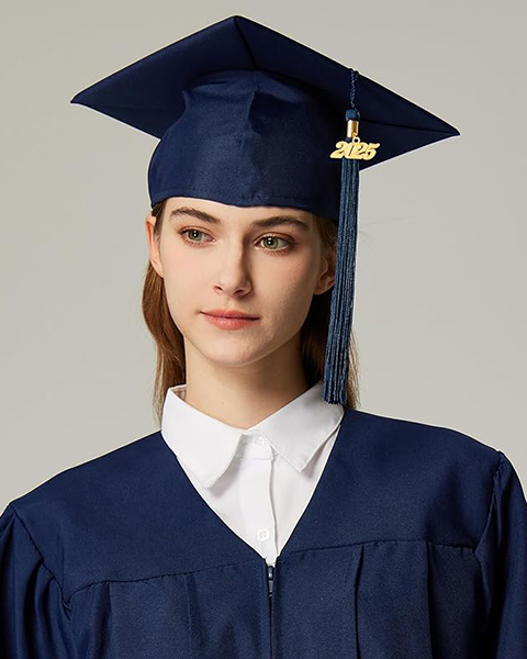 MyGradDay Unisex Adult Matte Graduation Cap with 2024 2025 Tassel Year Charm for High School & Bachelor