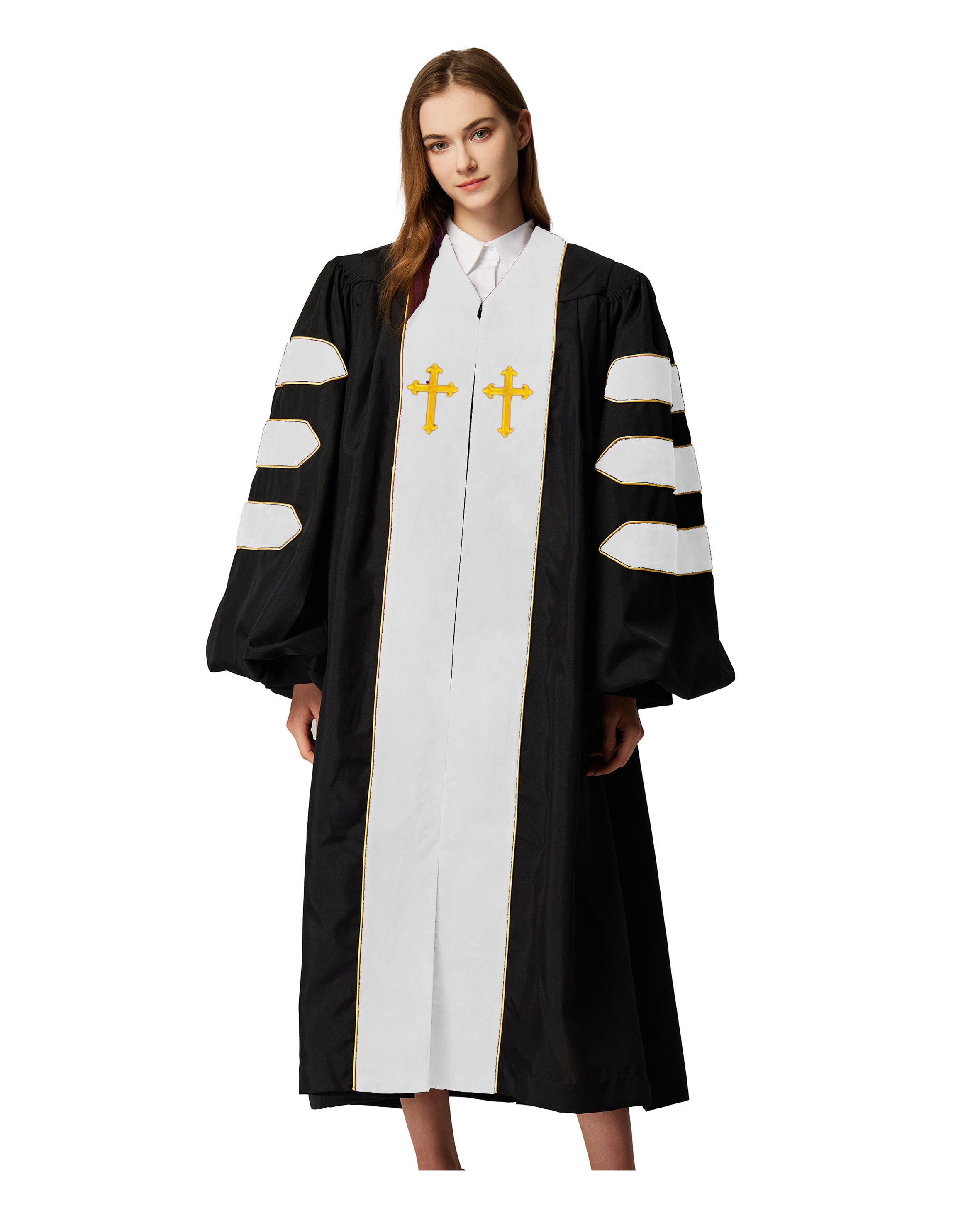 Customized Unisex Deluxe Doctor of Divinity Clergy Robes | Doctorate pulpit robes with Gold Piping