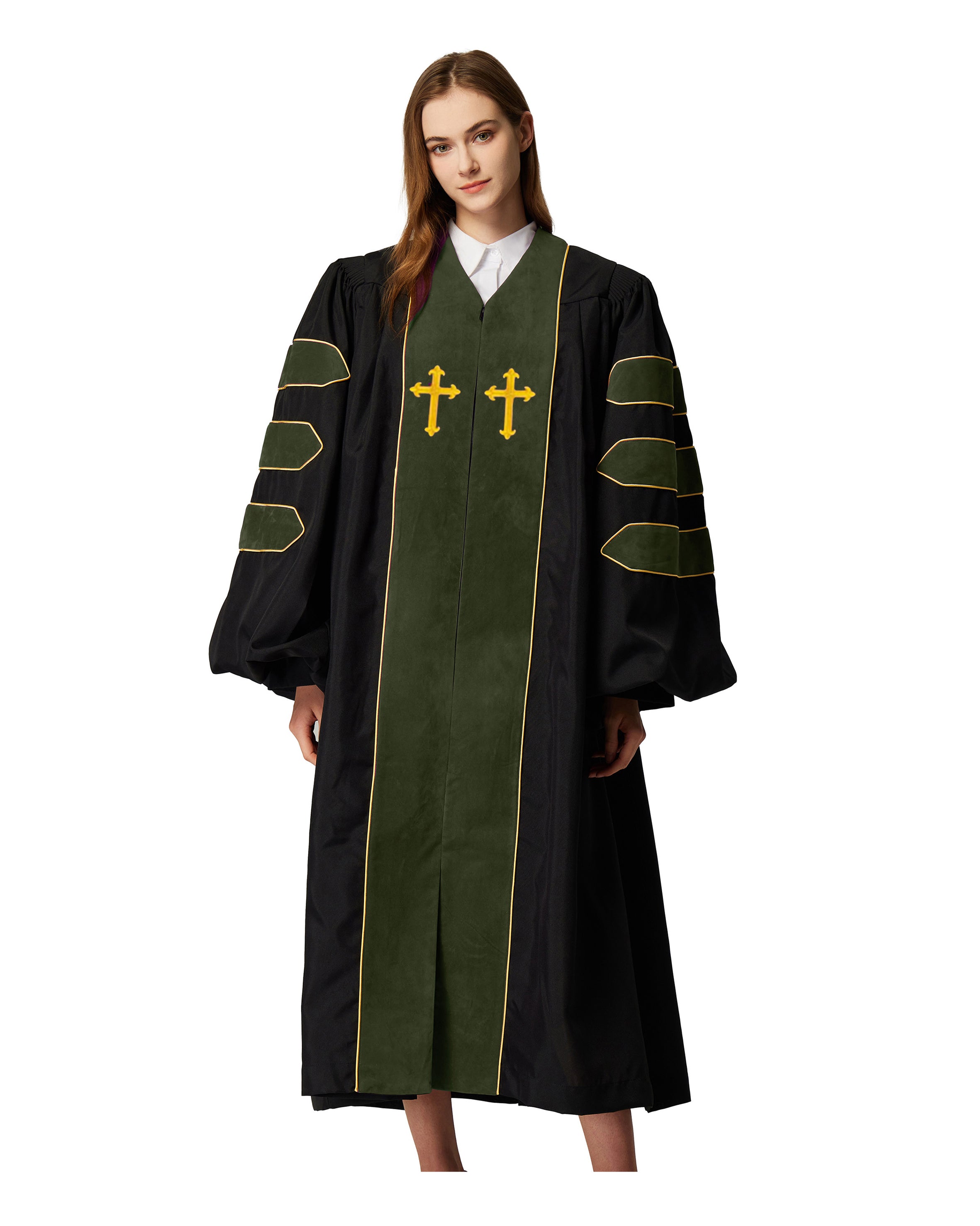 Customized Unisex Deluxe Doctor of Divinity Clergy Robes | Doctorate pulpit robes with Gold Piping