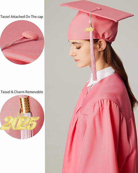 MyGradDay Unisex Adult Matte Graduation Cap with 2024 2025 Tassel Year Charm for High School & Bachelor