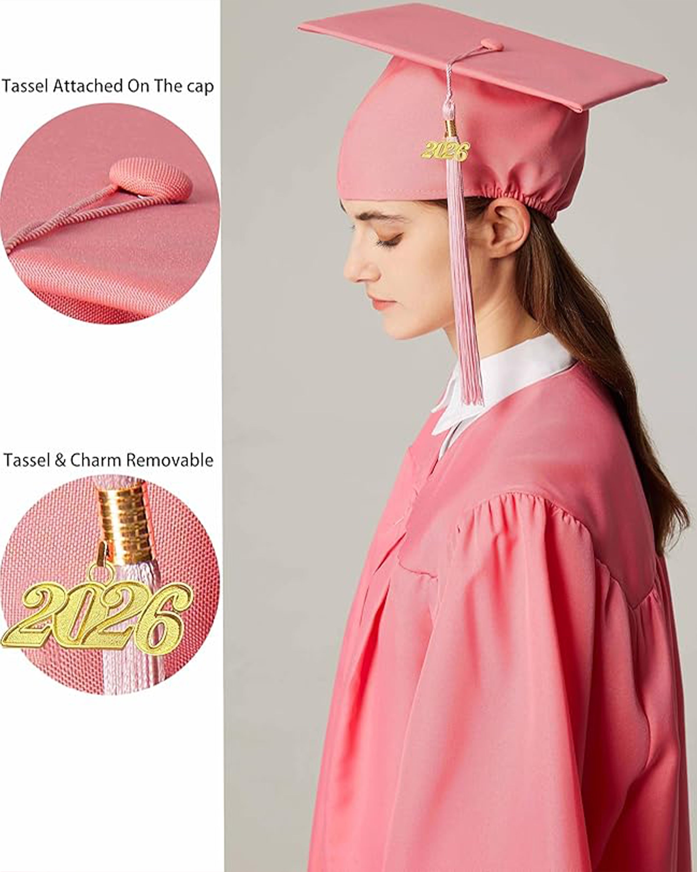 MyGradDay Unisex Adult Matte Graduation Cap with Tassel 2026 Year Charm