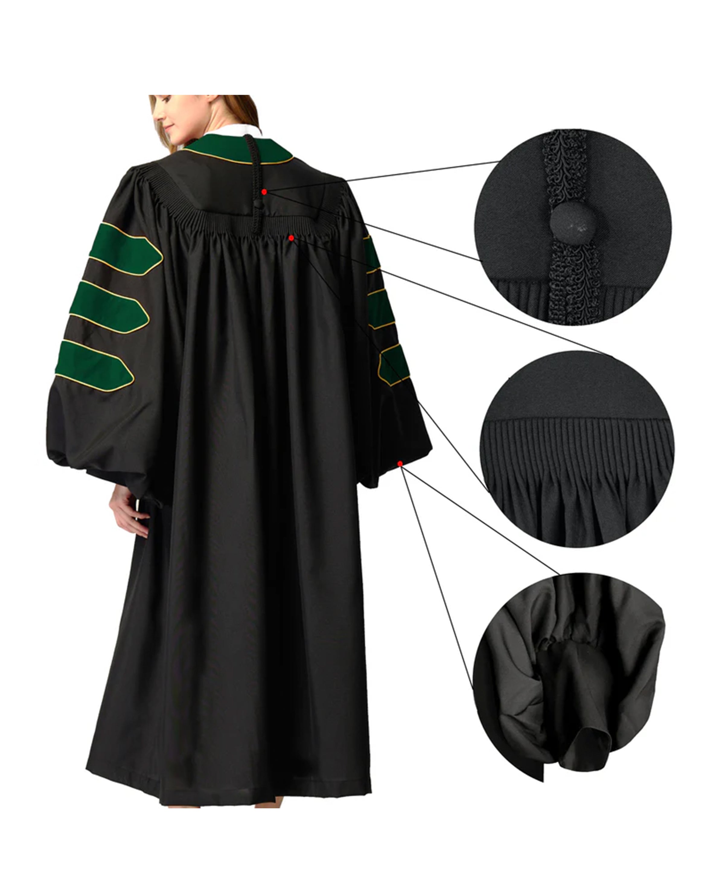 MyGradDay Unisex Deluxe Doctor of Divinity Clergy Robes  Doctorate pulpit robes with Gold Piping Available for Customization