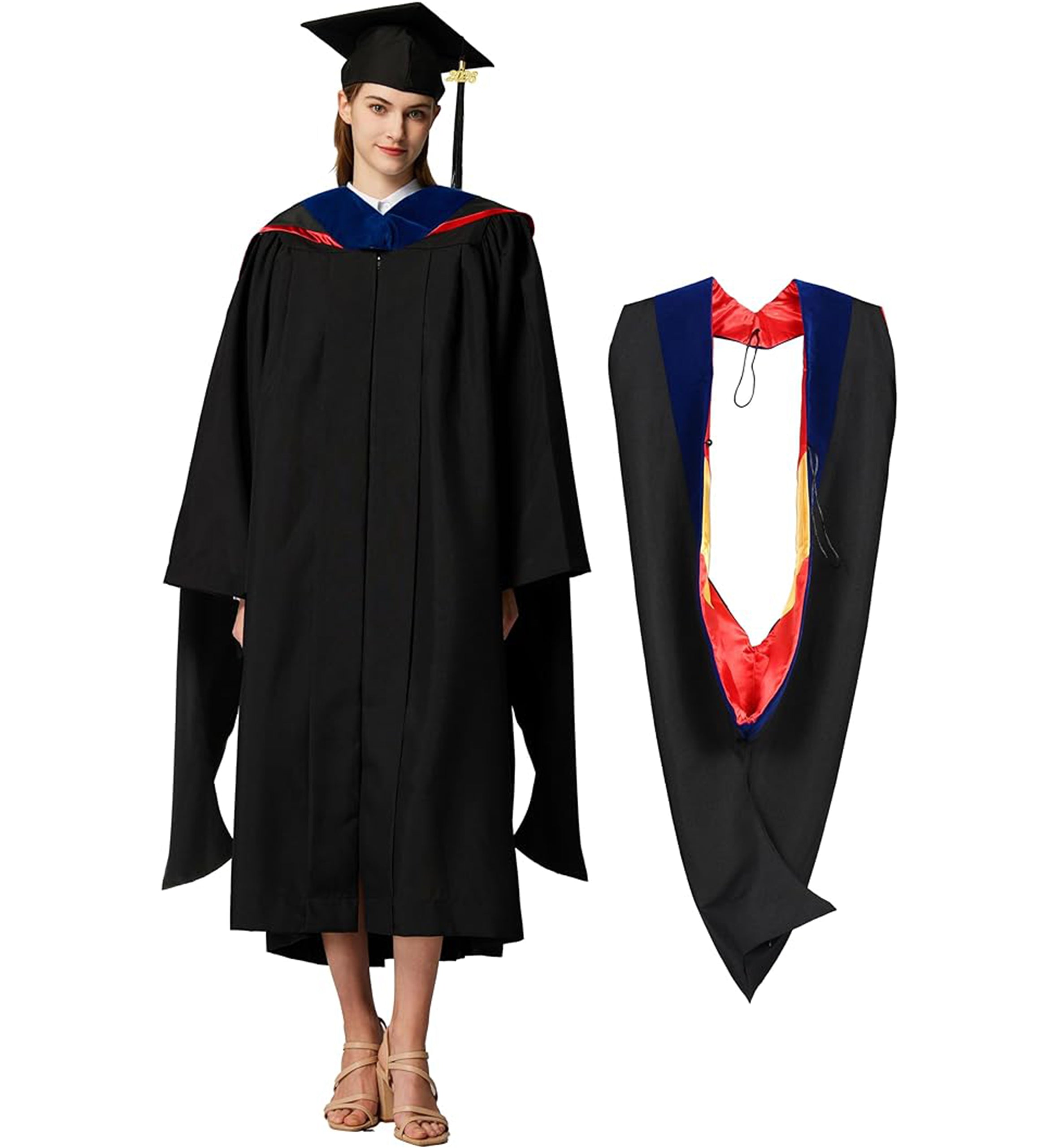 MyGradDay Unisex Master Graduation Gown Cap and Hood Master Regalia with 2026 Tassel