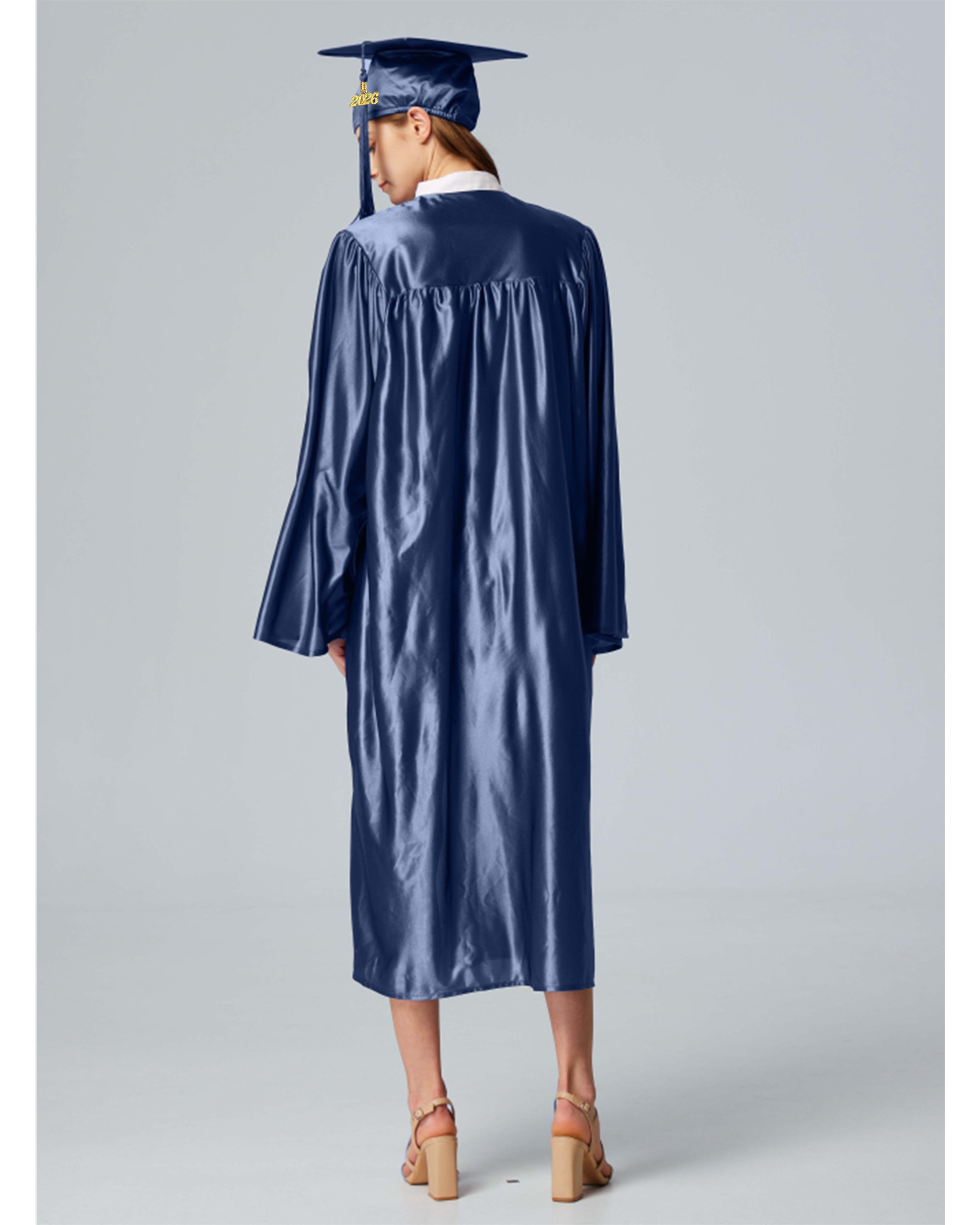 Unisex Shiny Graduation Cap and Gown with Tassel 2026 Year Charm ( Rich Color )