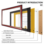 MyGradDay 8.5x11 Diploma Frame with Maroon over Gold Mat or Display 11x14 Document without Mat,Solid Wood & UV Protection Acrylic,Mahogany Degree Certificate Frame