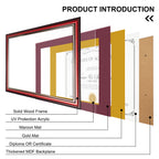 MyGradDay 8.5x11 Diploma Frame with Maroon over Gold Mat or Display 11x14 Document without Mat,Solid Wood & UV Protection Acrylic,Mahogany Degree Certificate Frame