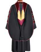 Deluxe Doctoral Graduation Gown with Gold Piping Plus Doctoral Tam and Doctoral Hood  Package