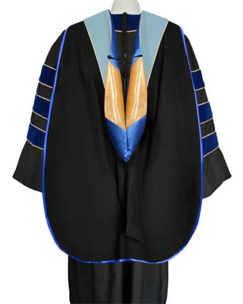 Deluxe Doctoral Graduation Hood with Gold Piping or NO piping