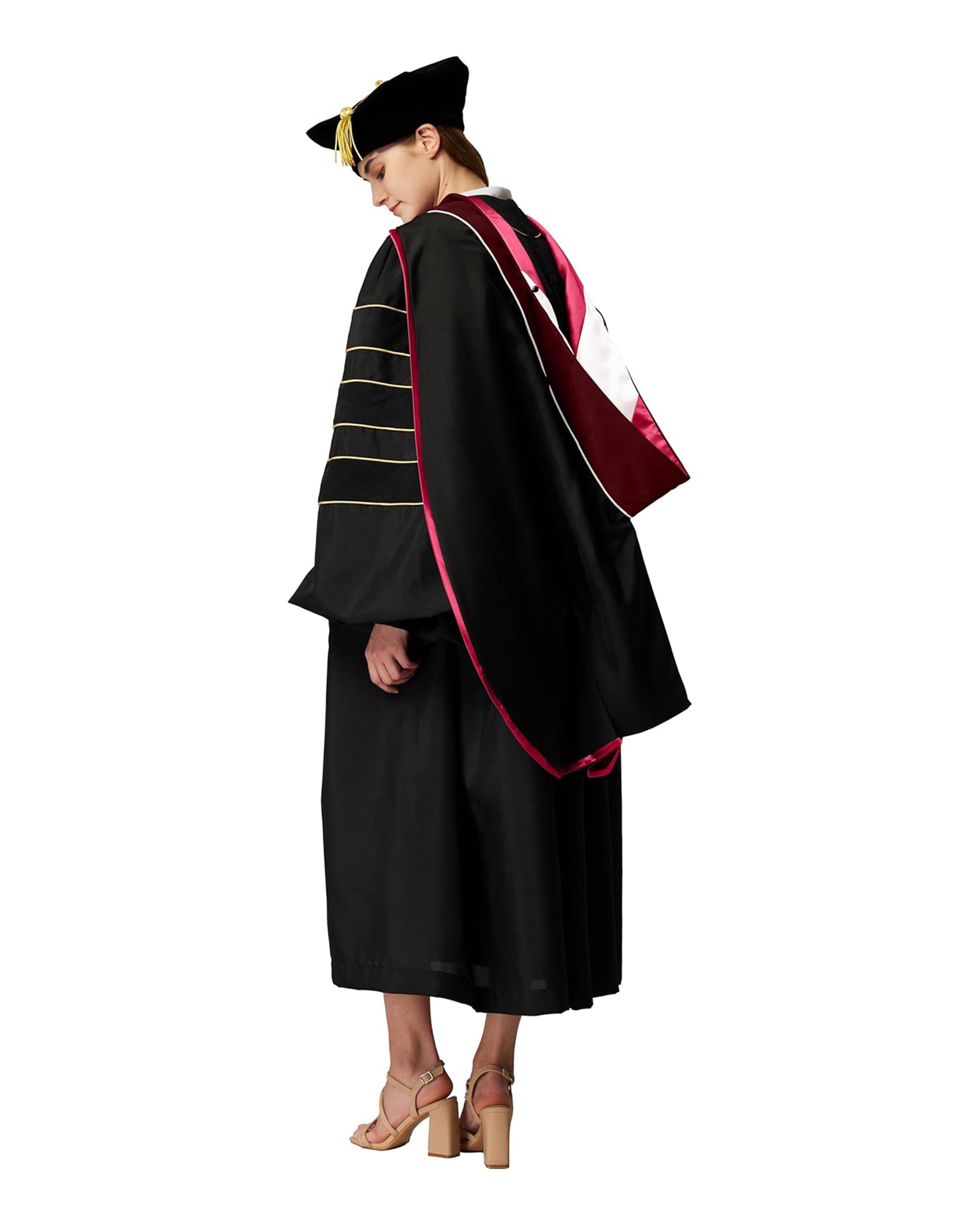 Deluxe Doctoral Graduation Hood with Gold Piping