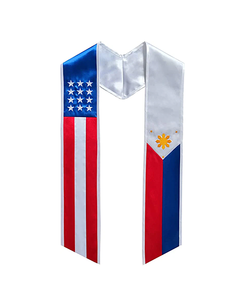 Mixed Flag Graduation Stole  For International Graduates  (USA + International)