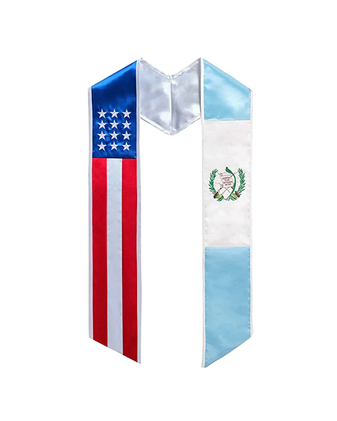 Mixed Flag Graduation Stole  For International Graduates  (USA + International)
