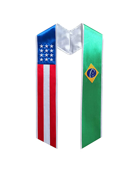 Mixed Flag Graduation Stole  For International Graduates  (USA + International)