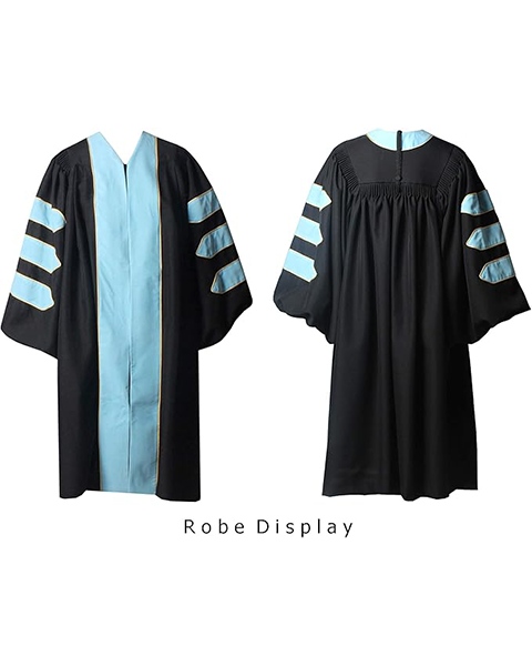 Deluxe Doctoral Graduation Gown with Gold Piping Plus Doctoral Tam and Doctoral Hood Package