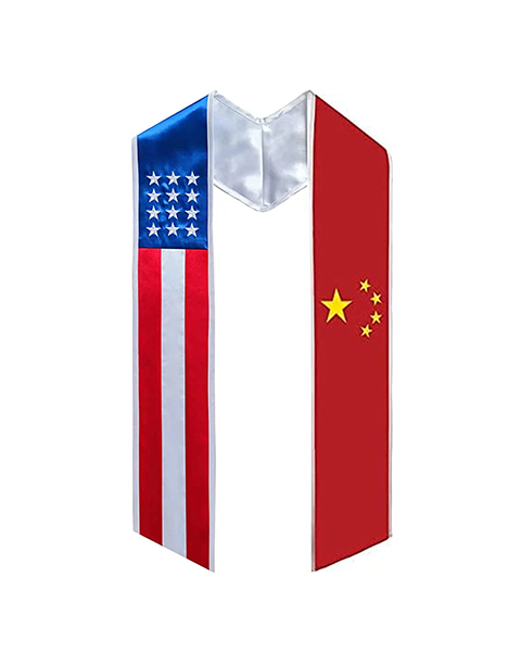 Mixed Flag Graduation Stole  For International Graduates  (USA + International)
