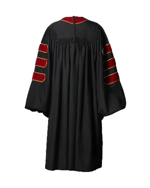Deluxe Doctoral Graduation Gown with Gold Piping Plus Doctoral Tam and Doctoral Hood  Package
