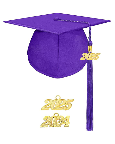 MyGradDay Unisex Adult Matte Graduation Cap with 2024 2025 Tassel Year Charm for High School & Bachelor