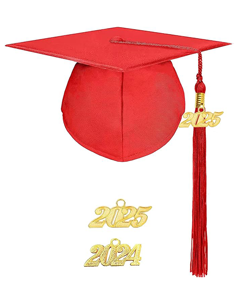 MyGradDay Unisex Adult Matte Graduation Cap with 2024 2025 Tassel Year Charm for High School & Bachelor