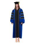 Customized Doctoral Graduation Royal Blue Gown Black-8S Tam MyGradDay