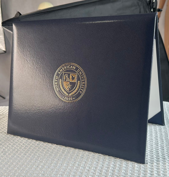 Customized Smooth Graduation Diploma Certificate Cover 8 1/2" x 11"  Navy Blue