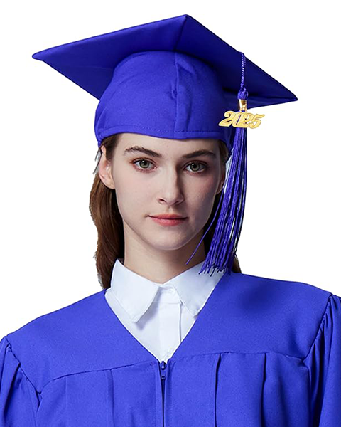 MyGradDay Unisex Adult Matte Graduation Cap with 2024 2025 Tassel Year Charm for High School & Bachelor