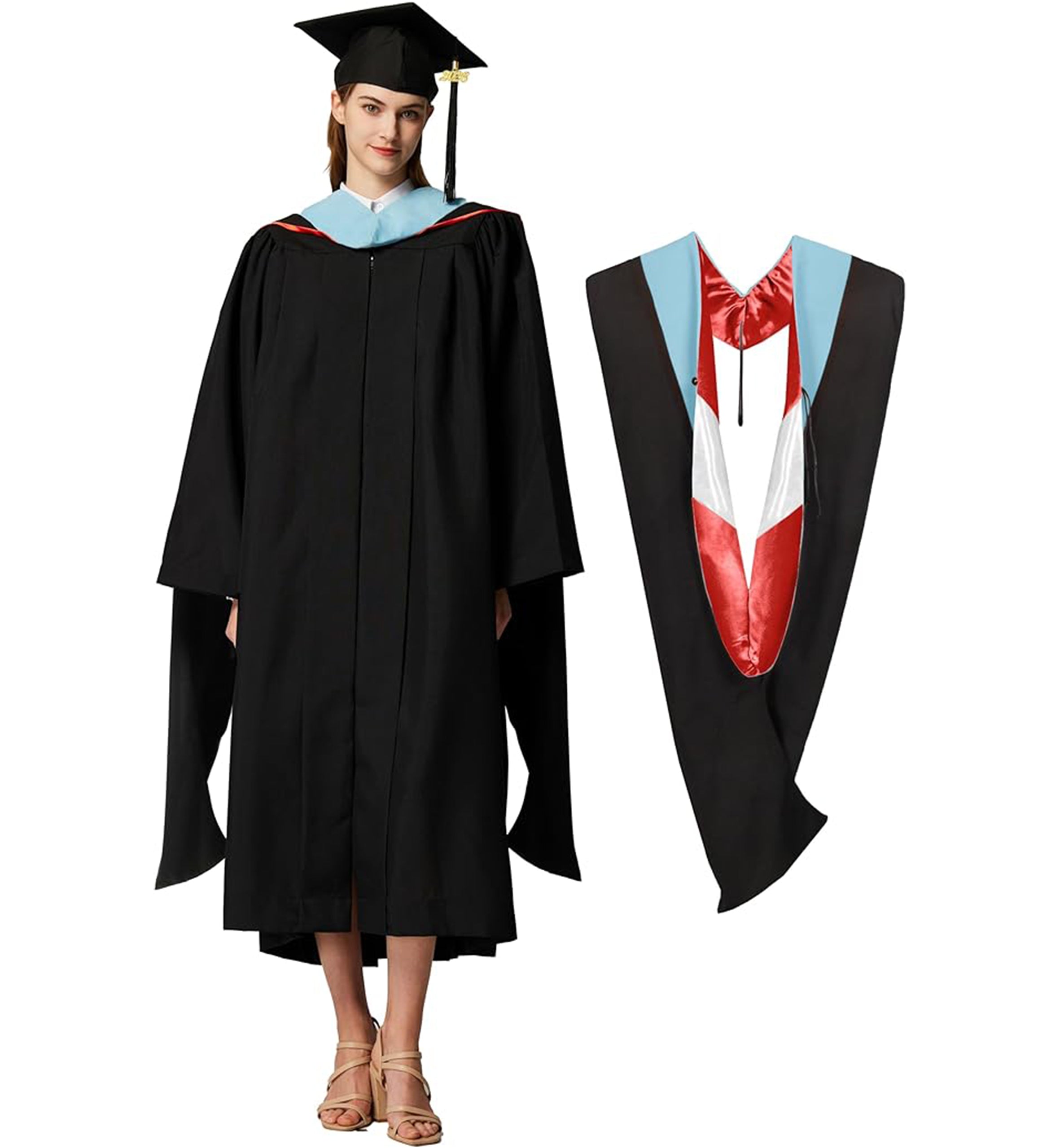MyGradDay Unisex Master Graduation Gown Cap and Hood Master Regalia with 2026 Tassel