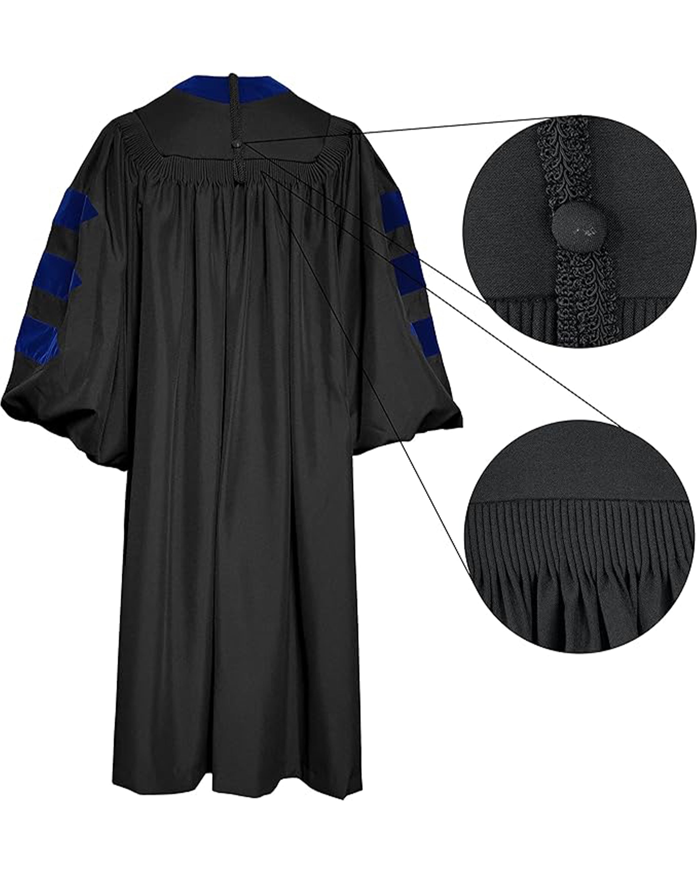Deluxe Doctoral Graduation Gown with No Piping and Doctoral Tam Package ( Rich Color )