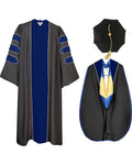 Deluxe Doctoral Graduation Gown with Gold Piping Plus Doctoral Tam and Doctoral Hood  Package