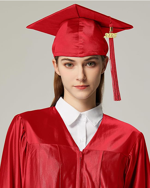 MyGradDay Unisex Adult Shiny Graduation Cap with 2024+2025 Tassel Year Charm