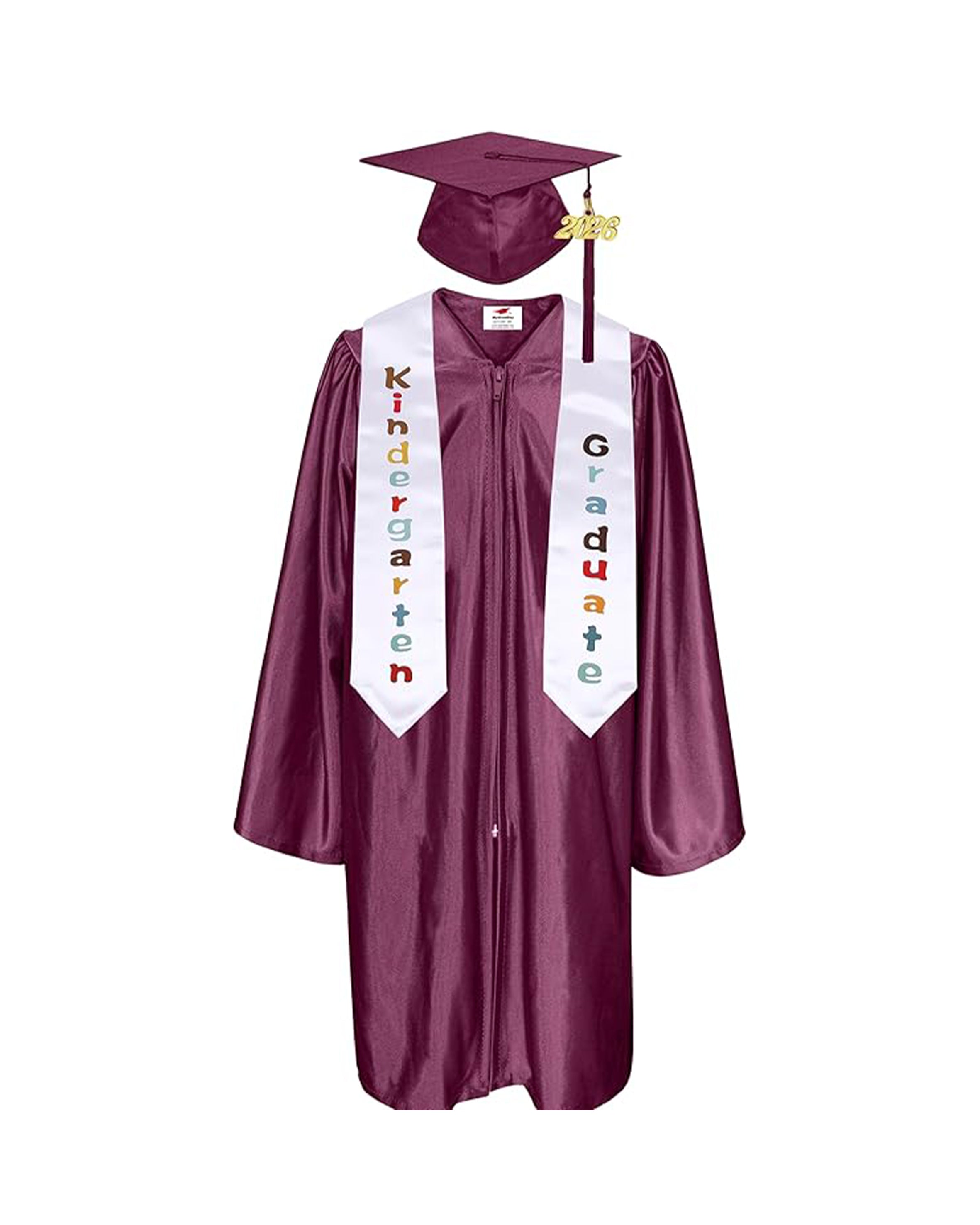 Shiny Kindergarten Graduation Gown Cap with Tassel 2026 Charm Sash