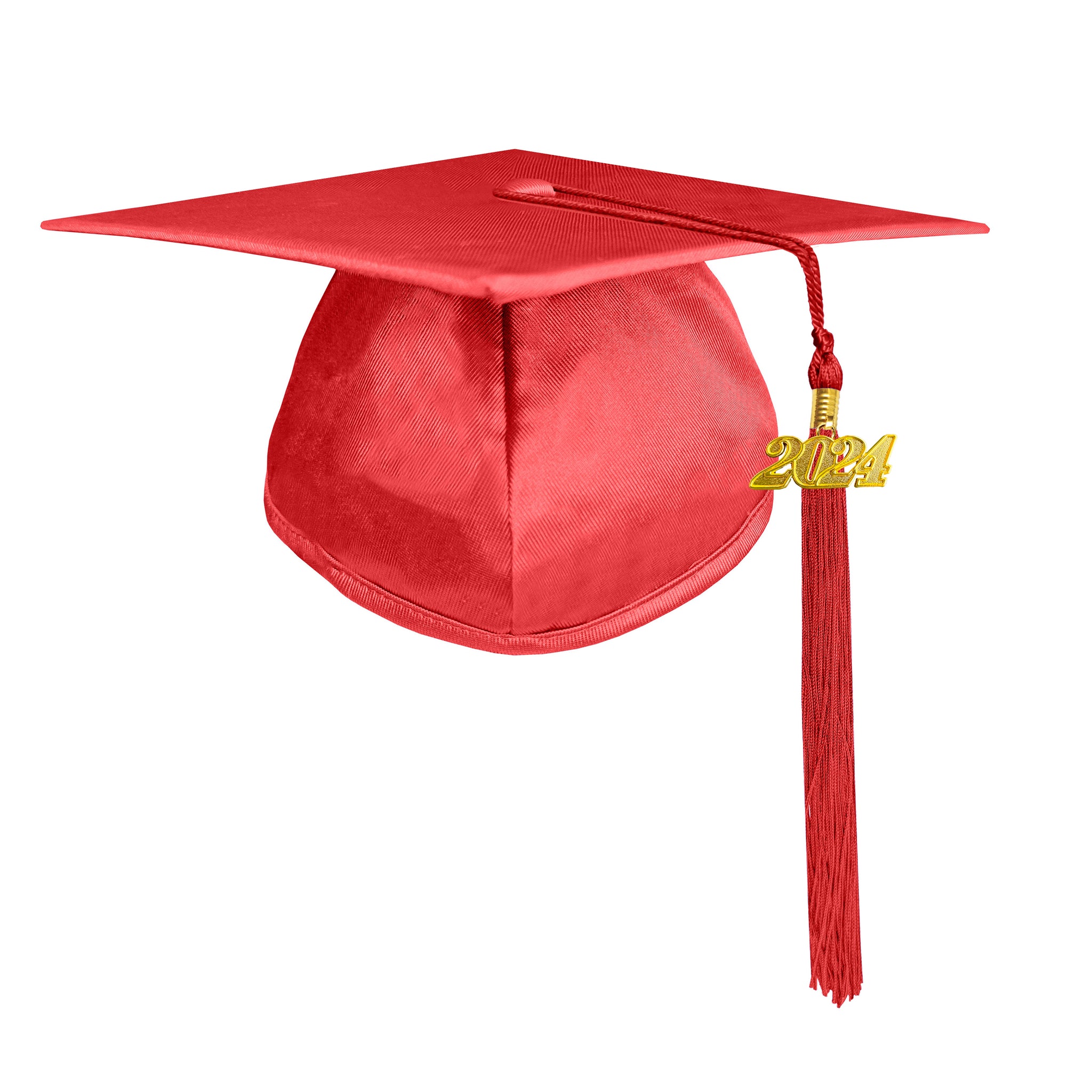 Unisex Shiny Graduation Cap with Graduation Tassel Charm 2024/2023（Red）