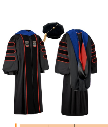 Customized Doctoral Graduation Gown Black-8S Tam & Black Hood