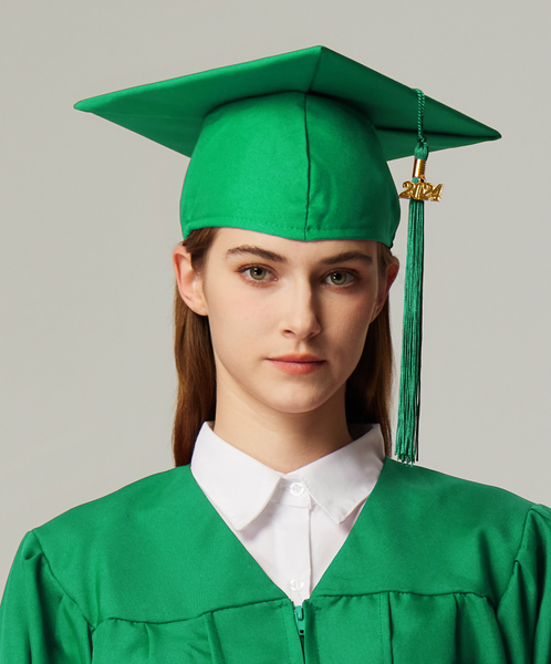 Unisex Adult Matte Graduation Cap with Graduation Tassel Charm 2024 (Emerad Green)