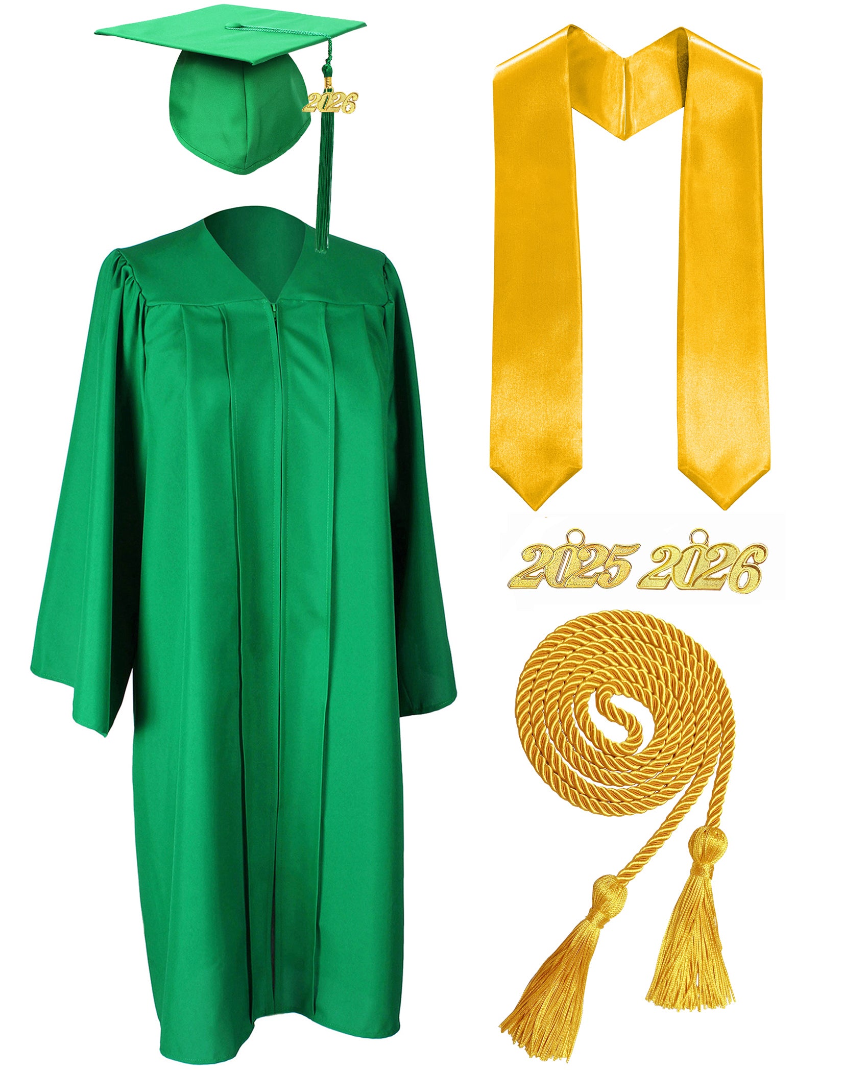 MyGradDay Unisex Matte Graduation Cap and Gown 2026 Set with Tassel Honor Cord Graduation Stoles