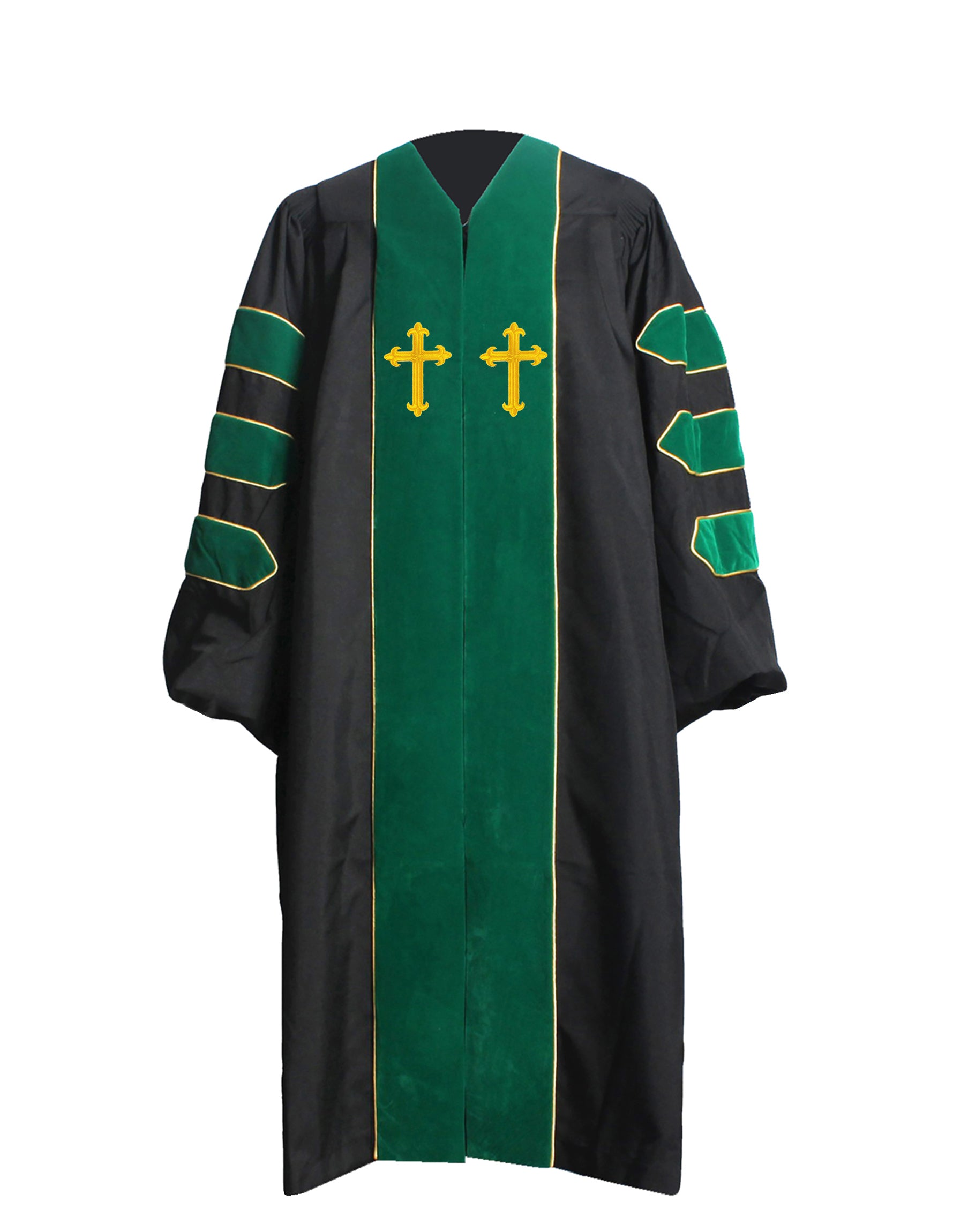 MyGradDay Unisex Deluxe Doctor of Divinity Clergy Robes  Doctorate pulpit robes with Gold Piping Available for Customization