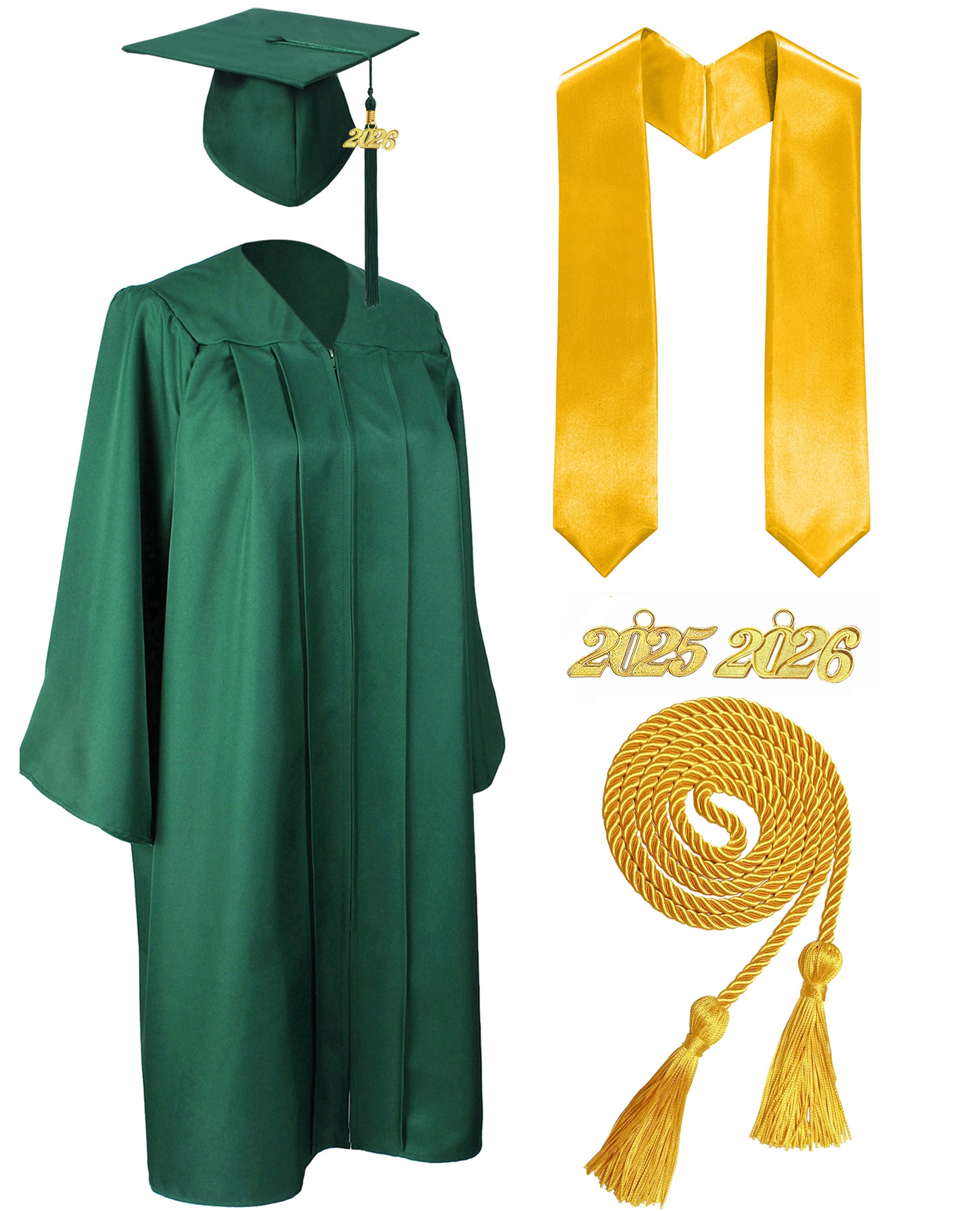 MyGradDay Unisex Matte Graduation Cap and Gown 2026 Set with Tassel Honor Cord Graduation Stoles