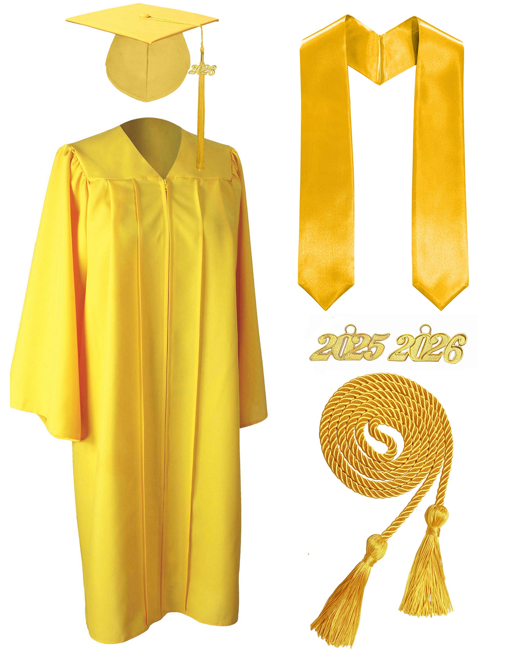 MyGradDay Unisex Matte Graduation Cap and Gown 2026 Set with Tassel Honor Cord Graduation Stoles