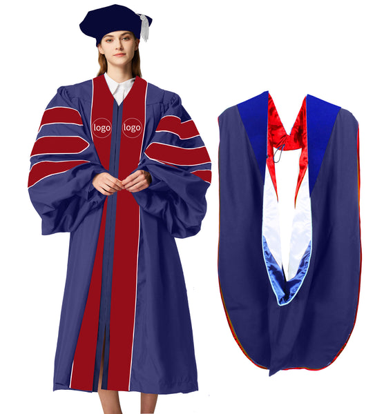 Customization Doctoral Graduation Gown and tam hood  (Products Will Be Customized as Requested)（Hood/Royal Blue）