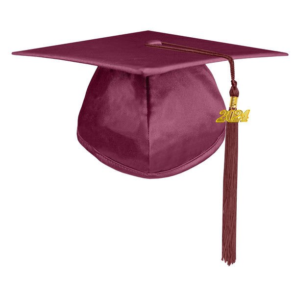 Unisex  Shiny Graduation Cap & Gown with Tassel 2024 Year Charm Rich Color