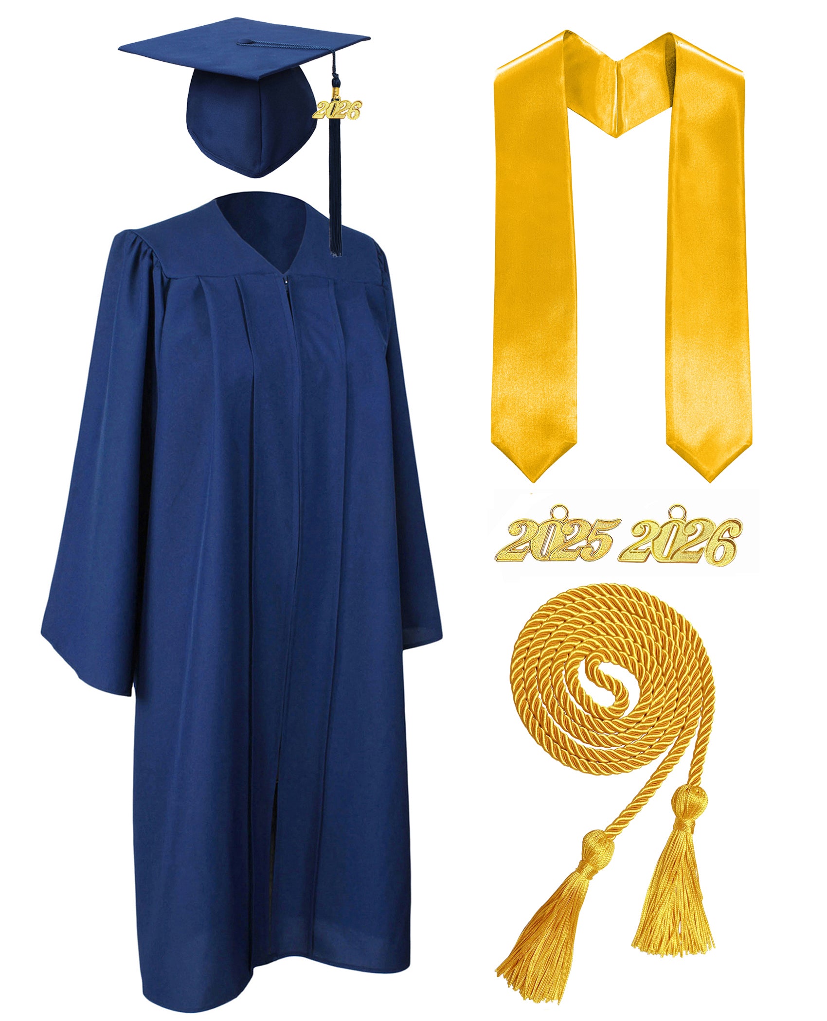 MyGradDay Unisex Matte Graduation Cap and Gown 2026 Set with Tassel Honor Cord Graduation Stoles