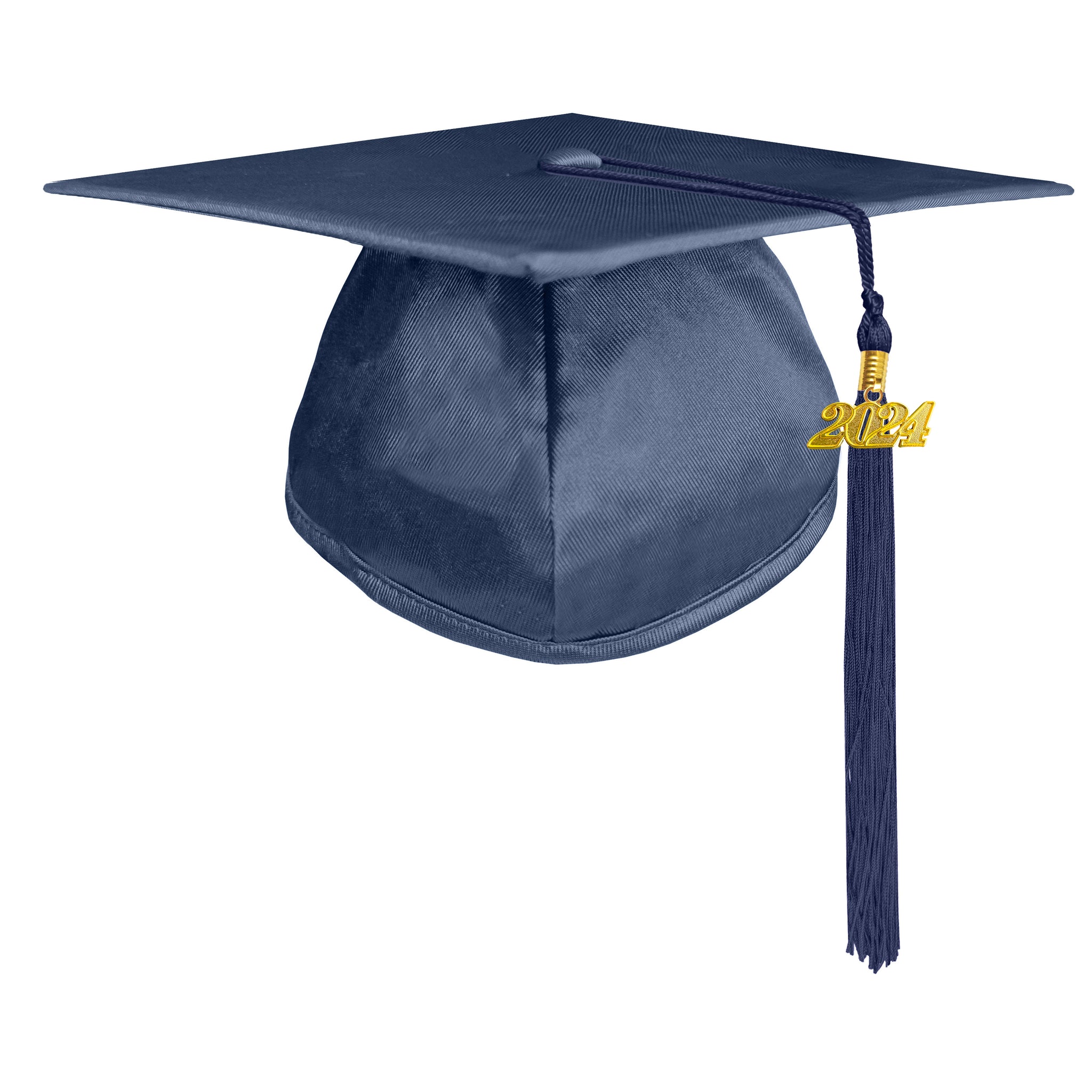 Unisex Adult Shiny Graduation Cap with Graduation Tassel Charm 2024 （Navy Blue）