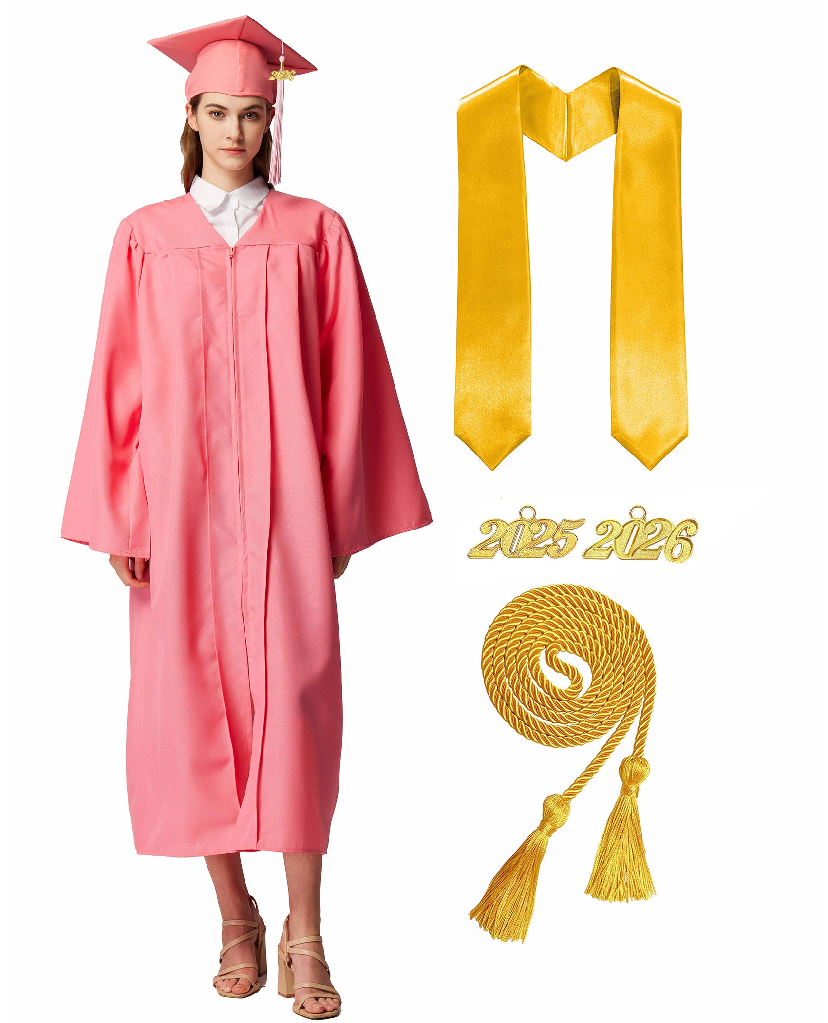 MyGradDay Unisex Matte Graduation Cap and Gown 2026 Set with Tassel Honor Cord Graduation Stoles