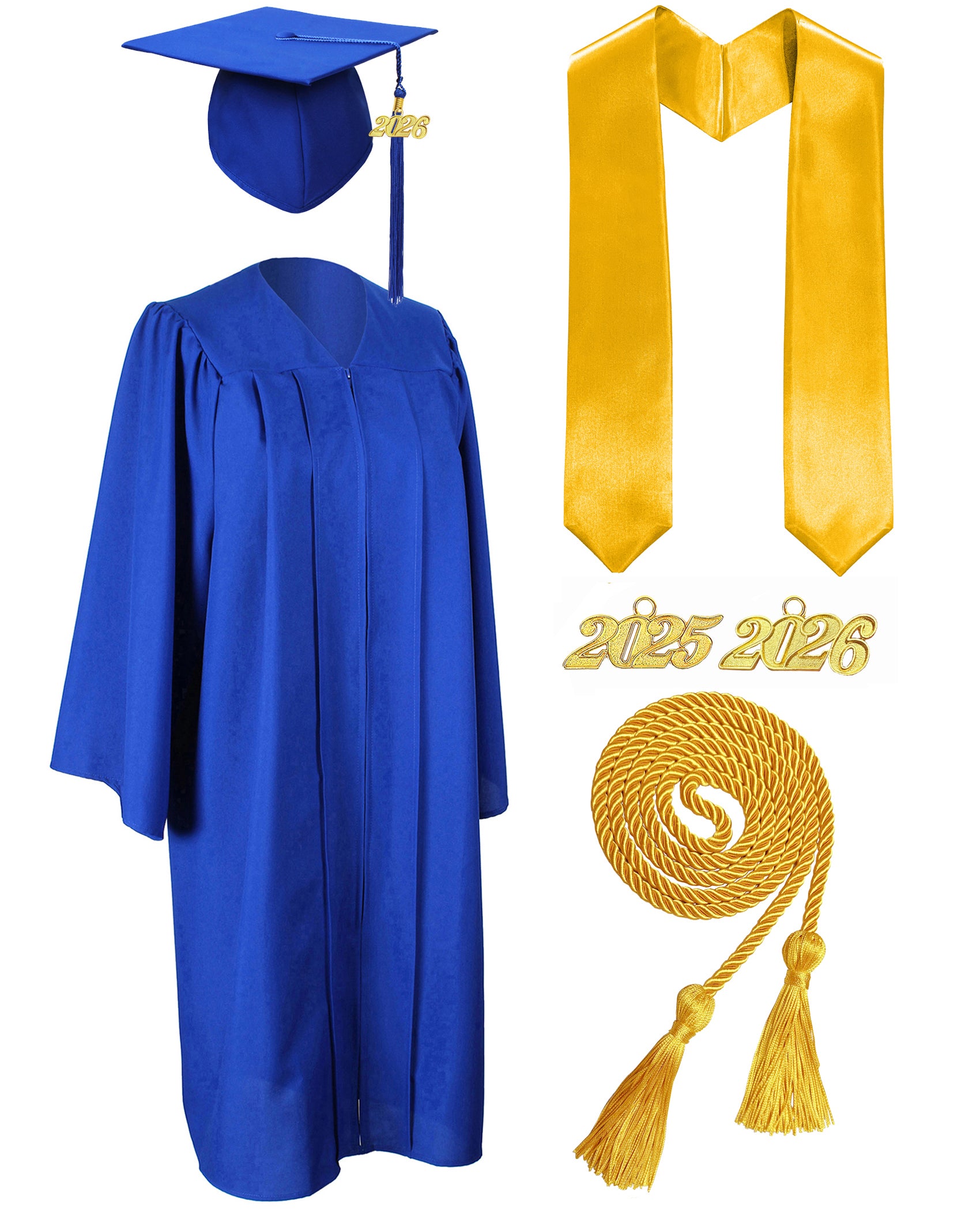 MyGradDay Unisex Matte Graduation Cap and Gown 2026 Set with Tassel Honor Cord Graduation Stoles