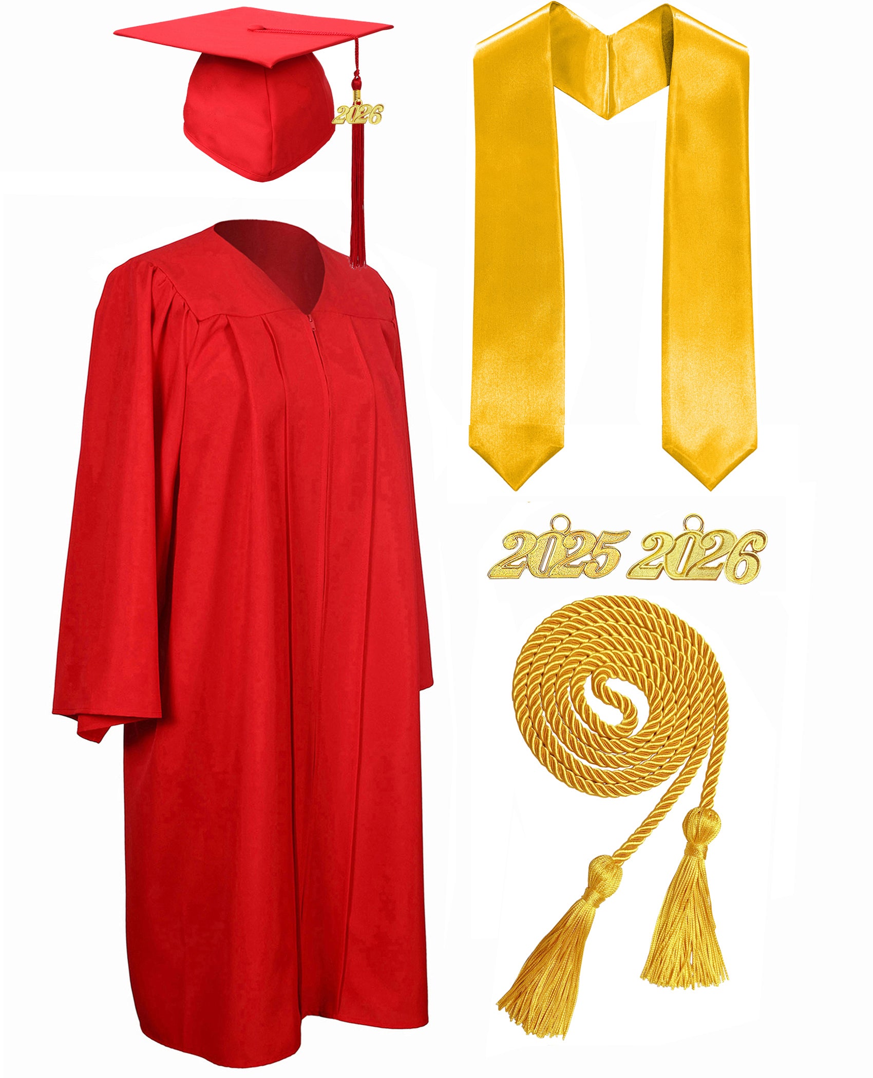MyGradDay Unisex Matte Graduation Cap and Gown 2026 Set with Tassel Honor Cord Graduation Stoles