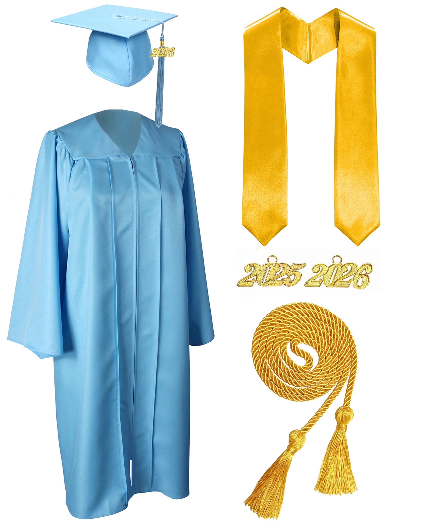 MyGradDay Unisex Matte Graduation Cap and Gown 2026 Set with Tassel Honor Cord Graduation Stoles