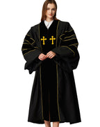 MyGradDay Unisex Deluxe Doctor of Divinity Clergy Robes  Doctorate pulpit robes with Gold Piping Available for Customization